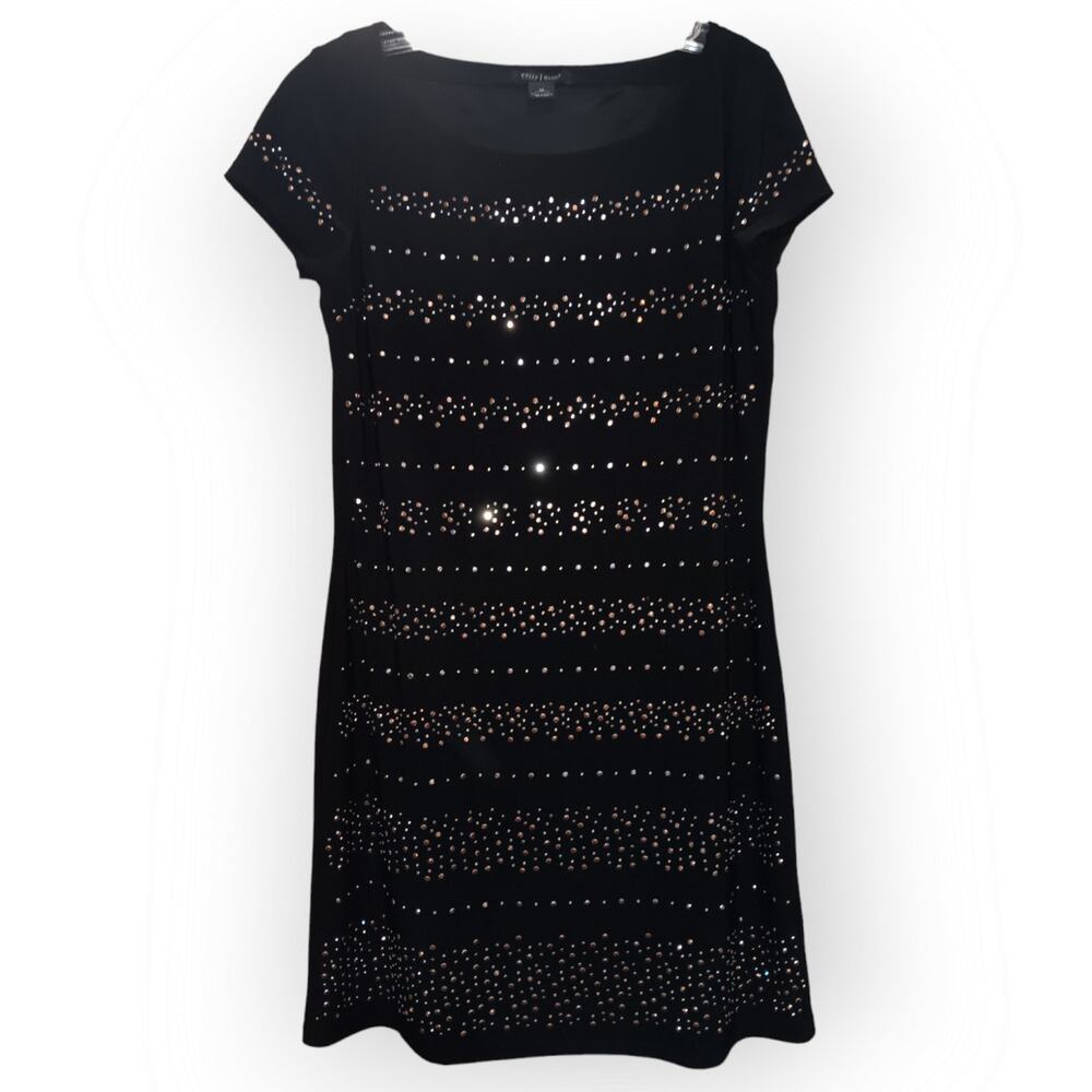 White House Black Market Black Cocktail Dress with Gold Silver sequins Size M
